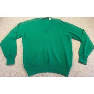 Architect Green 100% Virgin Wool VNeck Sweater Made in‎ Italy Size L UNISEX VNTG